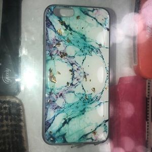Blue marble iPhone case with gold flakes